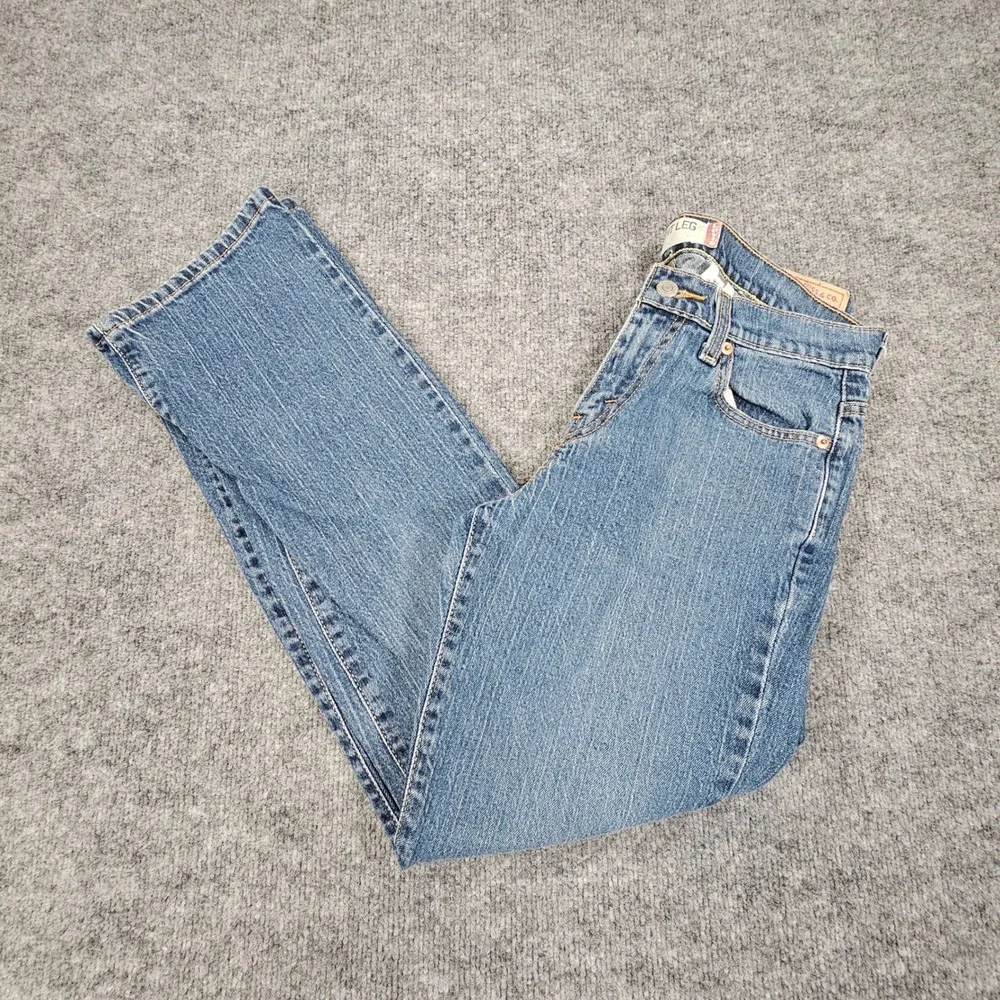 Levis 505 Straight Leg Jeans Womens Size 6S Short Medium Wash Stretch Denim